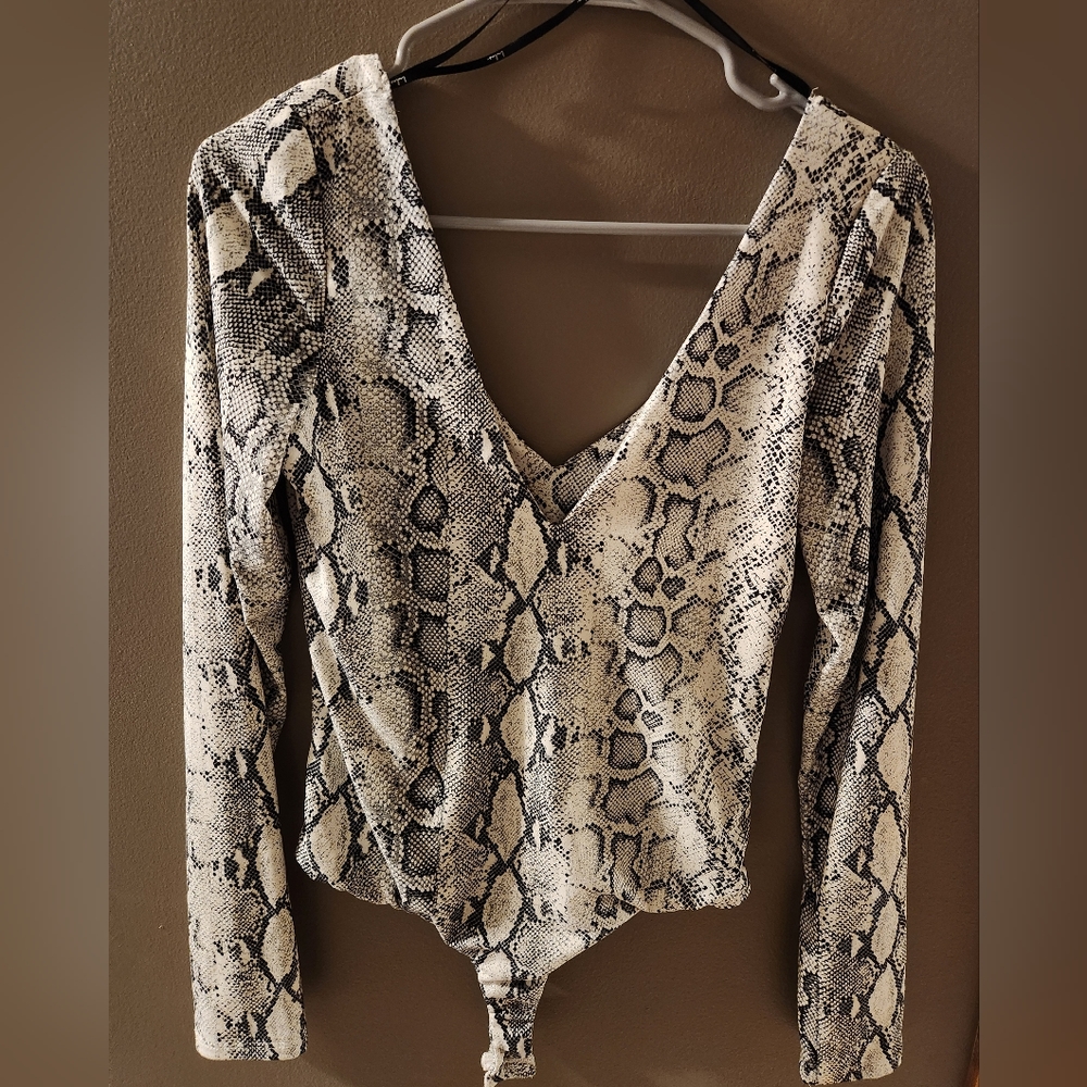 Long-Sleeve Bodysuit Snakeskin